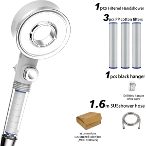 ABS Beauty Bathroom Shower Head With PP Cotton Filter Modern High Pressure Filtered Massage – ABS Plastic / White