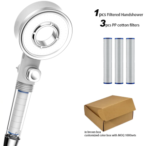 ABS Beauty Bathroom Shower Head With PP Cotton Filter Modern High Pressure Filtered Massage – ABS Plastic / White