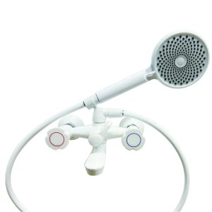 China manufacturer double handle shower faucet tap mixer – In-Wall B & S Faucets / White