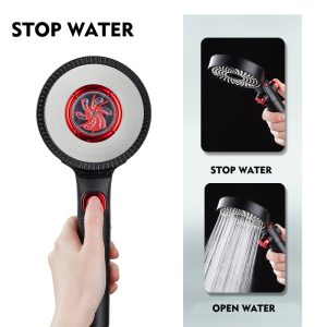 Premium shower head, innovative 3 in 1 double-face hand shower, incl. massage rain shower SPA 3 jets water – ABS Plastic