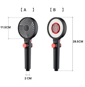 Premium shower head, innovative 3 in 1 double-face hand shower, incl. massage rain shower SPA 3 jets water – ABS Plastic