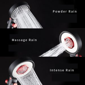 Premium shower head, innovative 3 in 1 double-face hand shower, incl. massage rain shower SPA 3 jets water – ABS Plastic