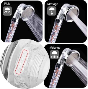 Multifunction 3 Modes Ionic Filter Handheld Shower Head Water Saving Hand – ABS Plastic