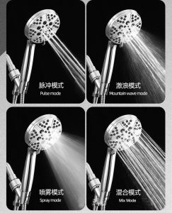 Powerful Detachable High Pressure 8 Functions Shower Head with handheld –  Shower Head Set for Low Water Pressure –  Brushed – ABS Plastic