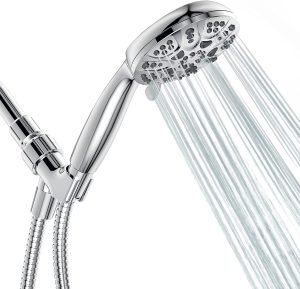 Powerful Detachable High Pressure 8 Functions Shower Head with handheld –  Shower Head Set for Low Water Pressure –  Brushed – ABS Plastic