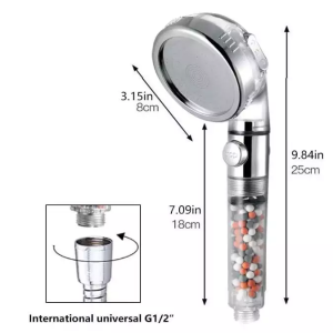 Magnetic iron filter shower head 3 ways spray function water saving enhance pressure spa rainfall hand held shower head – ABS Plastic