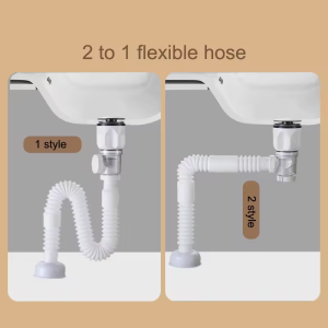 China bathroom no stink extenible hose flexible sink drain deodorize pop up waste – plastic / White