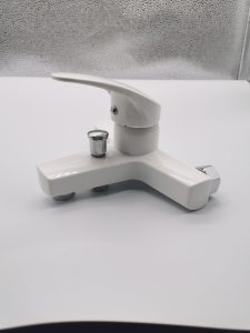 Single lever plastic shower mixer wall mounted faucet for cold and hot water – In-Wall B & S Faucets / White