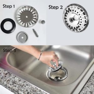 China 78mm Kitchen high quality Stainless Steel Sink Plug drain Strainer – stainless steel / silver