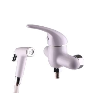 Single lever plastic shower mixer wall mounted faucet for cold and hot water – In-Wall B & S Faucets / White