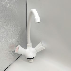 Cheap Plastic Hot and cold single hole faucet tap mixer / White