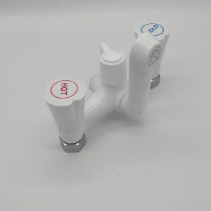 Cheap plastic steel double handle hot and cold shower bath strong faucet mixer – In-Wall Shower Faucets / White