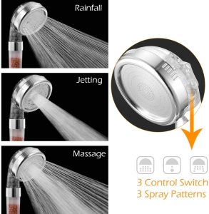Multifunction 3 Modes Ionic Filter Handheld Shower Head Water Saving Hand Shower Head – Plastic