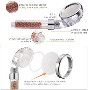 Multifunction 3 Modes Ionic Filter Handheld Shower Head Water Saving Hand Shower Head – Plastic