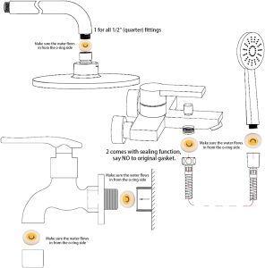 Water Saver Adapter Set Flow Reducer Limiter 1/2 Inch Flow Restrictor Control Valve Flow for Shower Head – Plastic / 4L/MIN