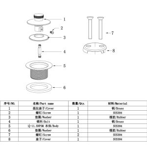 Bath tube drain plug kit for America – Brass