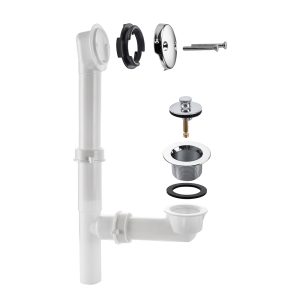 Lever Bath Waste and Overflow Tub Drain Plastic Kit plug stopper tub overflow drain – plastic / White