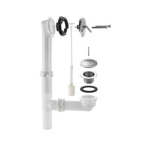 Lever Bath Waste and Overflow Tub Drain Plastic Kit strainer tub overflow drain – plastic / White