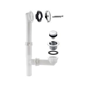Lever Bath Waste and Overflow Tub Drain Plastic Kit Pop up tub overflow drain – plastic / White
