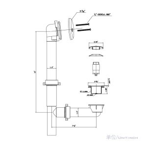 Lever Bath Waste and Overflow Tub Drain Plastic Kit Pop up tub overflow drain – plastic / White