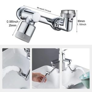 1080 Degree Rotating Faucet Extender Aerator Large-Angle Rotating Robotic Arm Faucet Aerator – plastic
