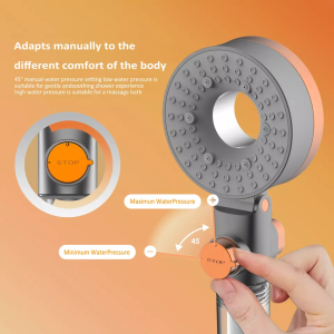 Premium shower head, innovative 3 in 1 double-face hand shower, incl. massage rain shower SPA 3 jets water – ABS Plastic