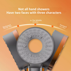 Premium shower head, innovative 3 in 1 double-face hand shower, incl. massage rain shower SPA 3 jets water – ABS Plastic