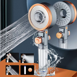 Premium shower head, innovative 3 in 1 double-face hand shower, incl. massage rain shower SPA 3 jets water – ABS Plastic