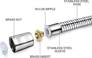 Factory Supplier Bathroom 1.5M Stainless Steel Flexible Shower Hose Plumbing Brass Pipe Fittings Shower Braided Hose – 1.5m