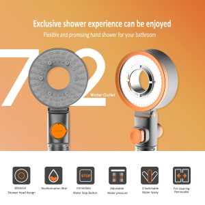 Handheld Shower Head PP cotton Filter Adjustable Water Pressure Shower Head with Switch Filtration Shower Head – ABS Plastic