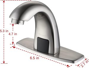 Touchless Bathroom Sink Faucet, Hands Free Automatic Sensor Faucet with Hole Cover Plate – Nickle / Light Grey