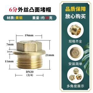 Full scale Male Adapter Pipe Fitting Brass Cored Hex Head Plug – Brass / G 3/4 male T