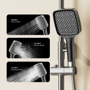 China manufacturer Square Big High Pressure Shower Head with Handheld 3 Spray Modes Shower Head – ABS Plastic / Chrome