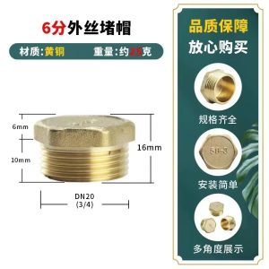 Full scale copper Yellow Sleeve Blind Cap – Brass / G 1/8 female