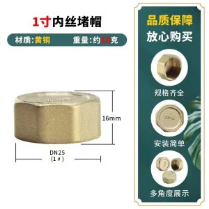 Full scale copper Yellow Sleeve Blind Cap – Brass / G 1 female