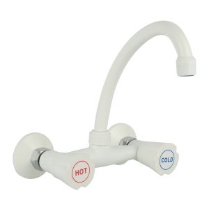 ABS printing blue and white dual handle faucet sink wall mixer / White