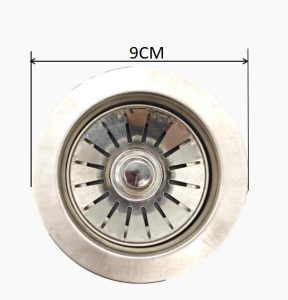 Kitchen Sink Drain 3-1/2″ Basket Strainer with Lift Stopper Basket Strainer – stainless steel / White