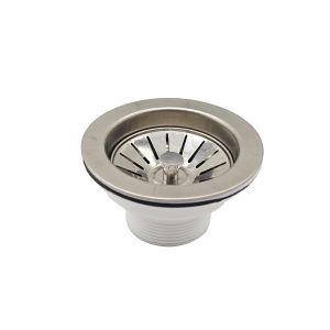 Kitchen Sink Drain 3-1/2″ Basket Strainer with Lift Stopper Basket Strainer – stainless steel / White