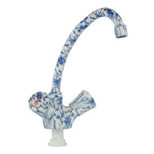 Printing  marble single hole sink hot and cold double handle faucet mixer / printing red