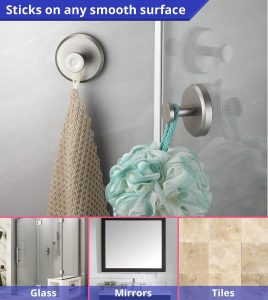 304SUS Brush Bath Robe Hook Holder Bathroom shower suction cup hooks – stainless steel / Brush
