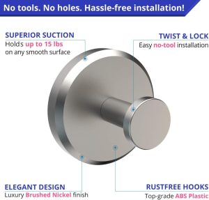 304SUS Brush Bath Robe Hook Holder Bathroom shower suction cup hooks – stainless steel / Brush