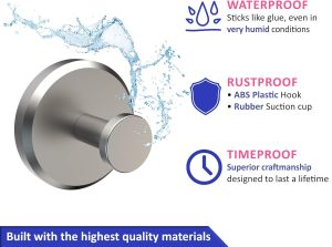 304SUS Brush Bath Robe Hook Holder Bathroom shower suction cup hooks – stainless steel / Brush