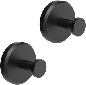 304SUS Brush Bath Robe Hook Holder Bathroom shower suction cup hooks – stainless steel / Black