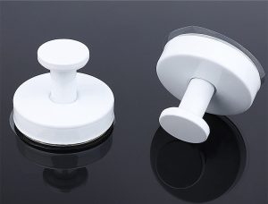 304SUS Brush Bath Robe Hook Holder Bathroom shower suction cup hooks – stainless steel / White